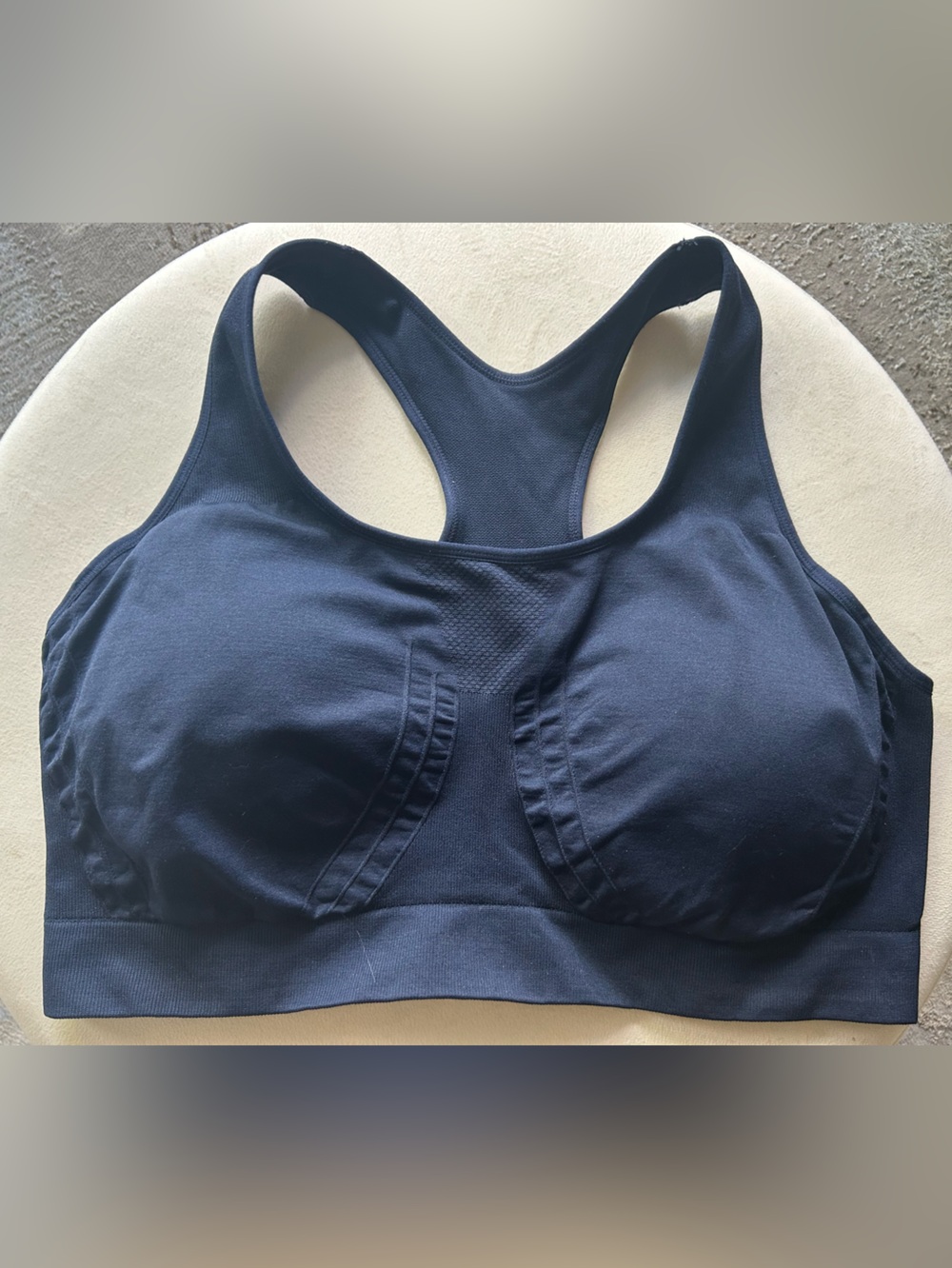 Truekind Navy Blue Seamless Racerback Sports Bra Plus Size 3XL Wireless